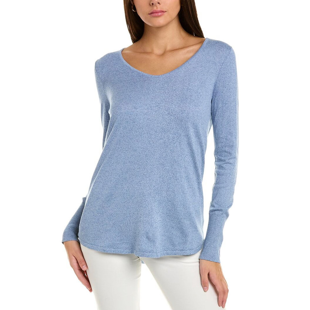 Nic + Zoe Blue Vital V Neck Sweater